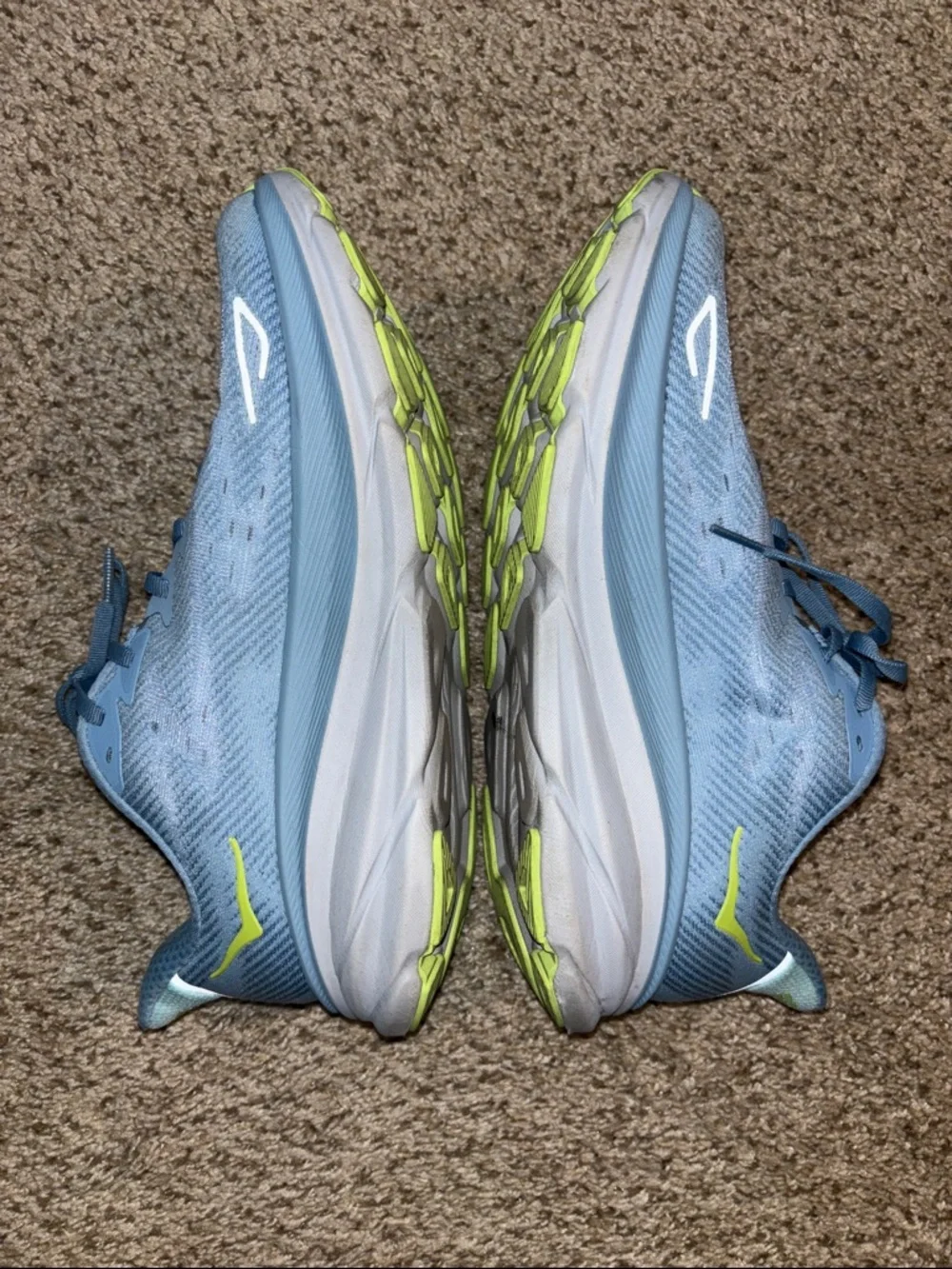 Hoka Women's Sky Blue Running Sneakers with Pink Logo- Clifton 9 - Picture 3 of 5